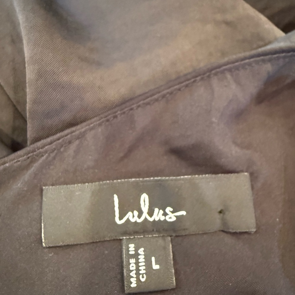 Lulu's Black Backless Cowl Halter Satin Gown - Picture 6 of 6